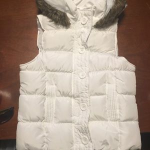 White puffer hooded vest